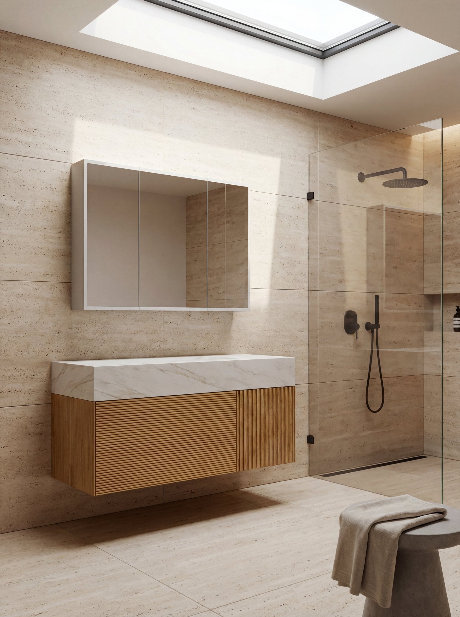 40" Stone Top with Oak Engineered Wood Floating Bathroom Vanity - Vanity40"