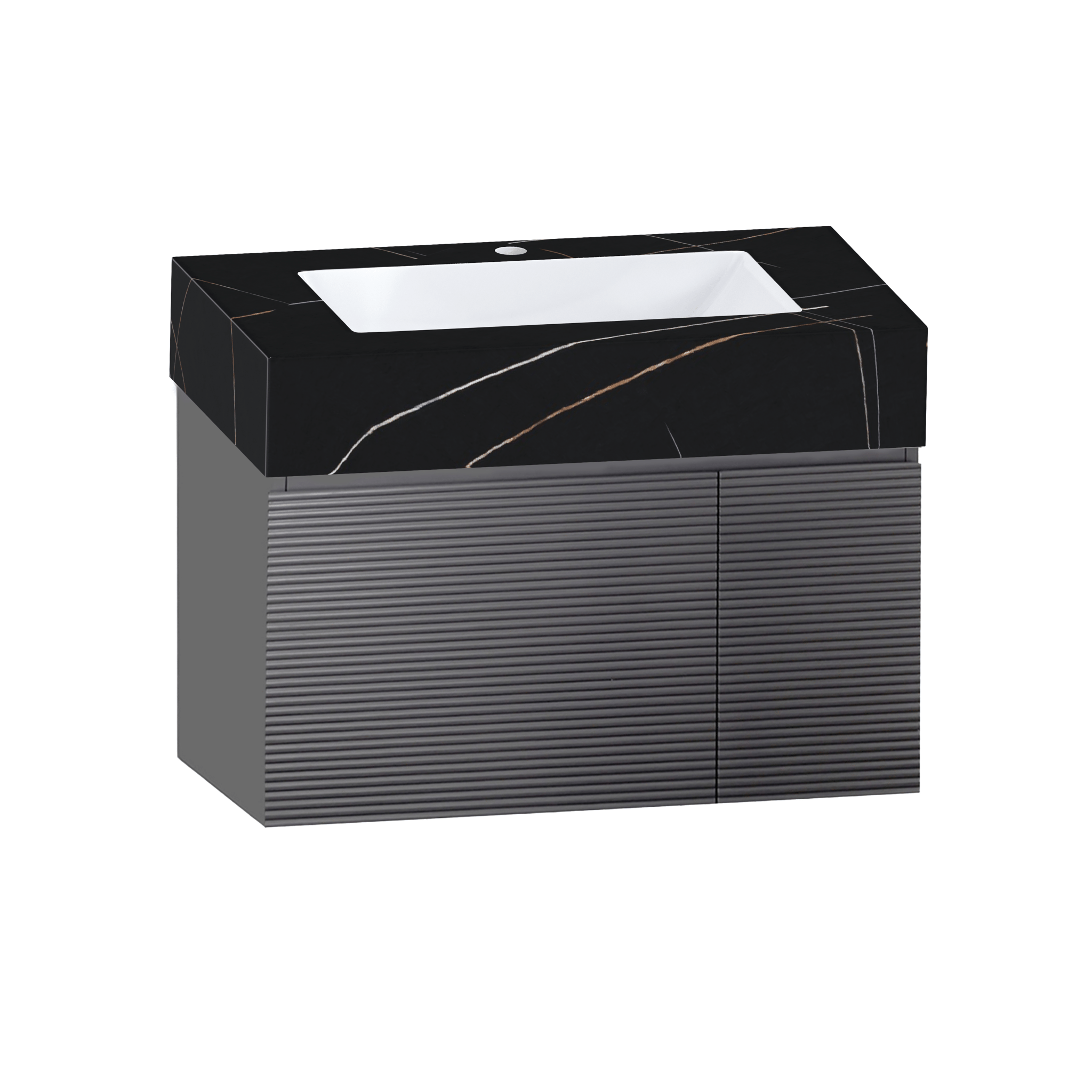 40''/32'' Stone Top with Dark Gray Engineered Wood Floating Bathroom Vanity - Vanity32" NeoNova Decor