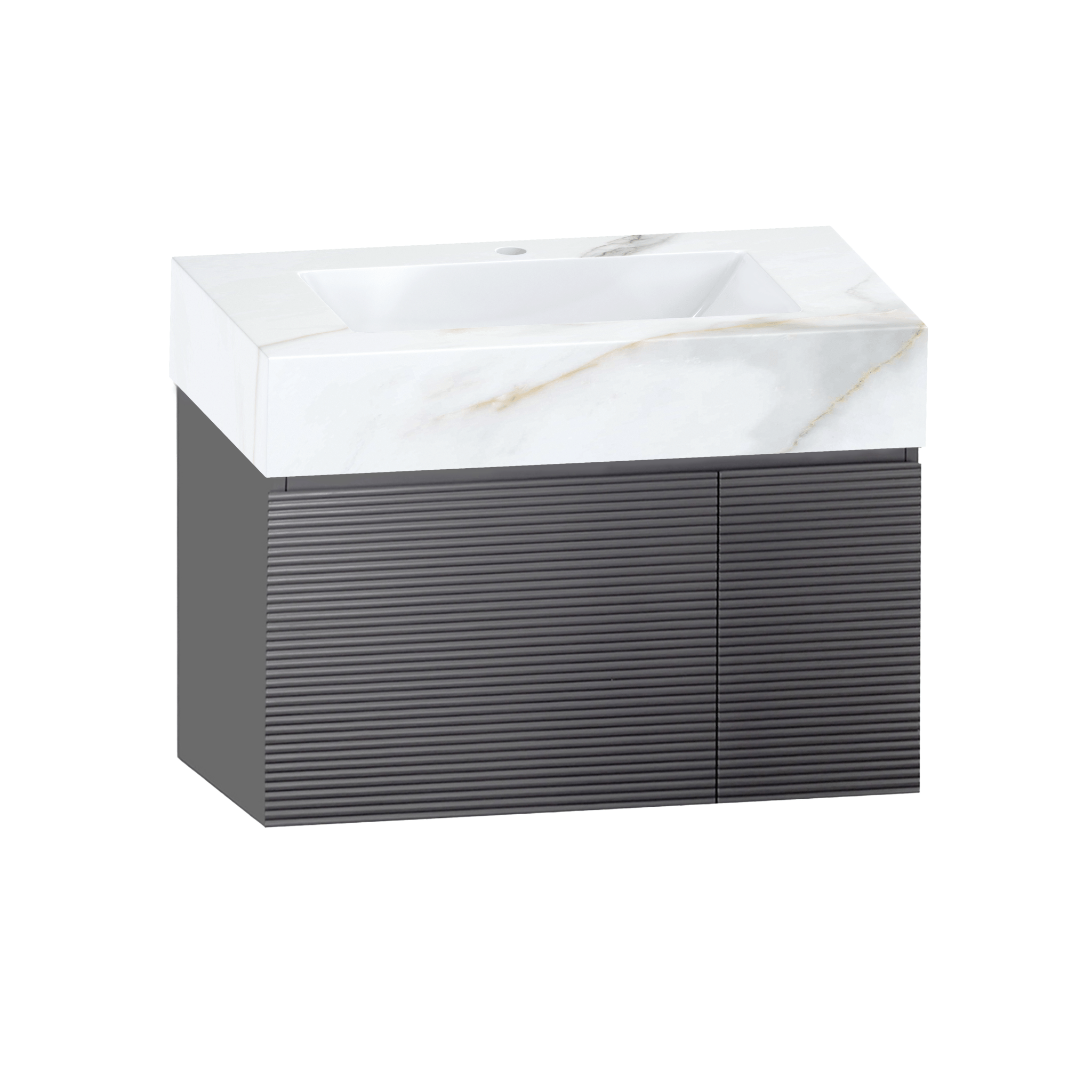 40''/32'' Stone Top with Dark Gray Engineered Wood Floating Bathroom Vanity - Vanity32" NeoNova Decor