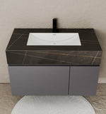 40''/32'' Stone Top with Dark Gray Engineered Wood Floating Bathroom Vanity - Vanity40