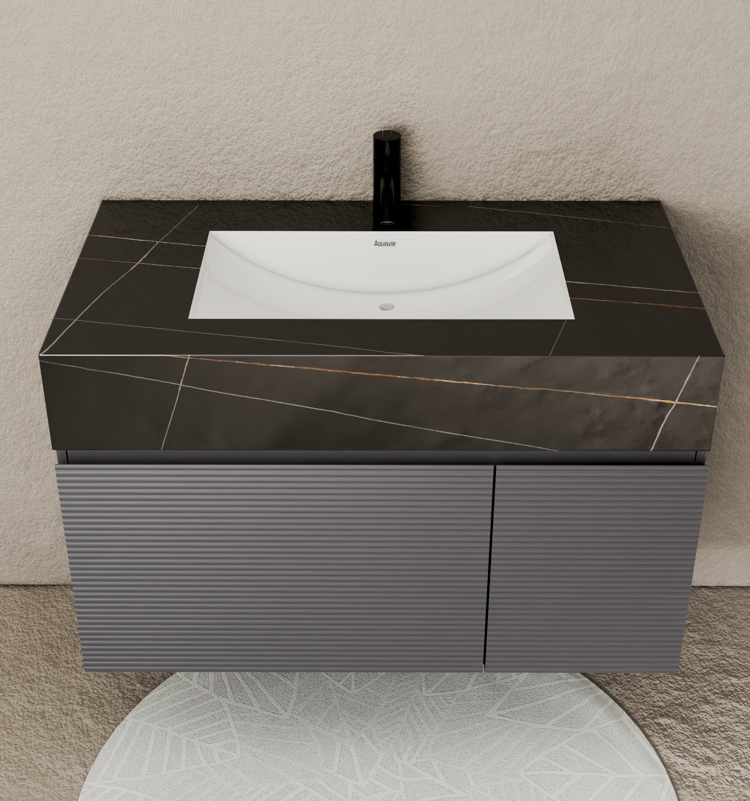 40''/32'' Stone Top with Dark Gray Engineered Wood Floating Bathroom Vanity - Vanity40" NeoNova Decor