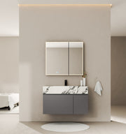 40''/32'' Stone Top with Dark Gray Engineered Wood Floating Bathroom Vanity - Vanity40" NeoNova Decor