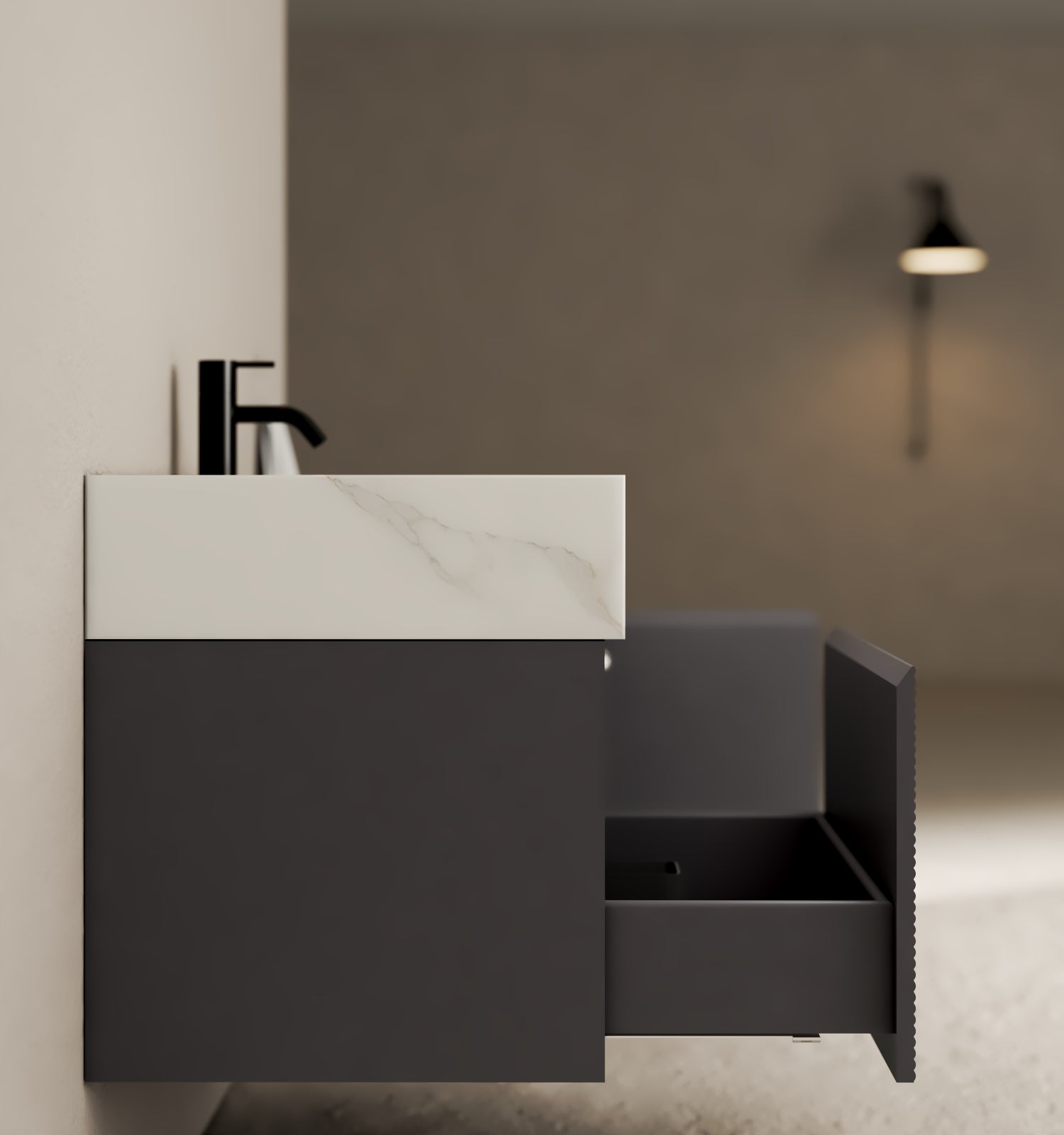 40''/32'' Stone Top with Dark Gray Engineered Wood Floating Bathroom Vanity - Vanity40" NeoNova Decor