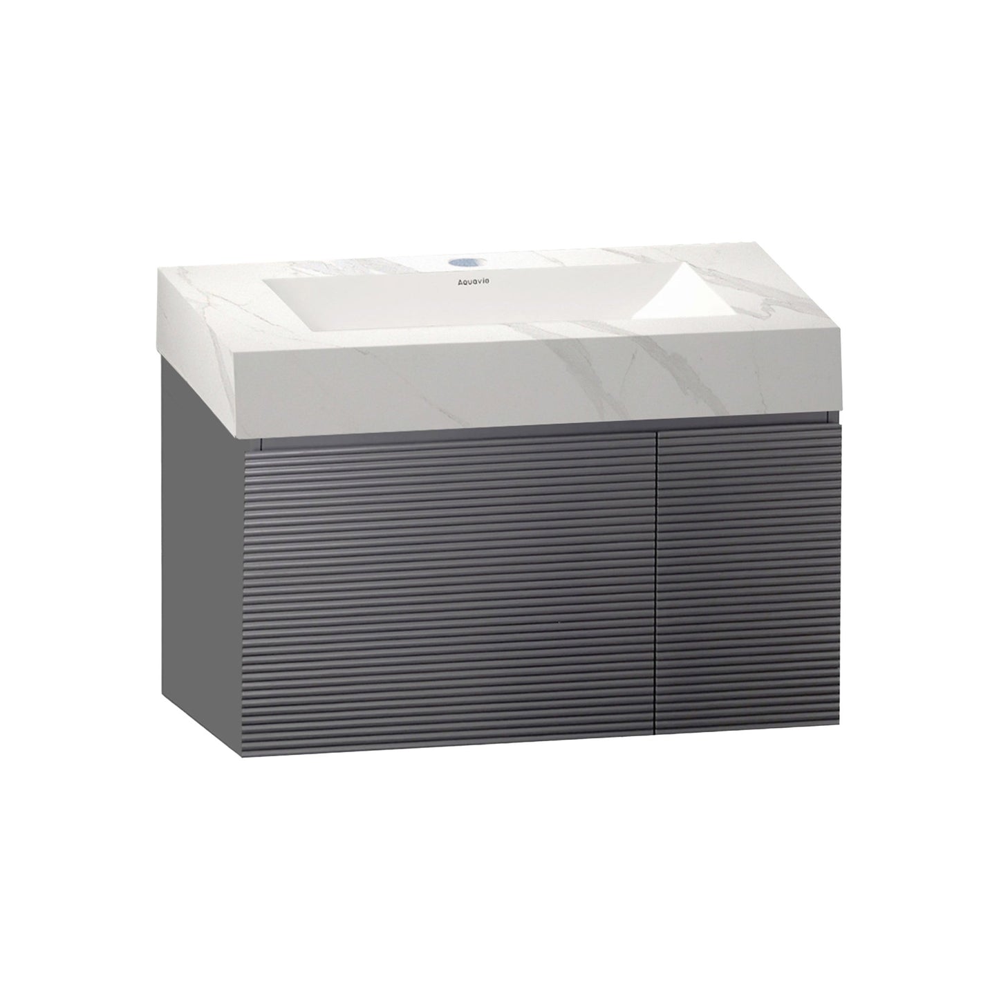 40''/32'' Stone Top with Gray Engineered Wood Floating Bathroom Vanity - Vanity32"x22.5" NeoNova Decor