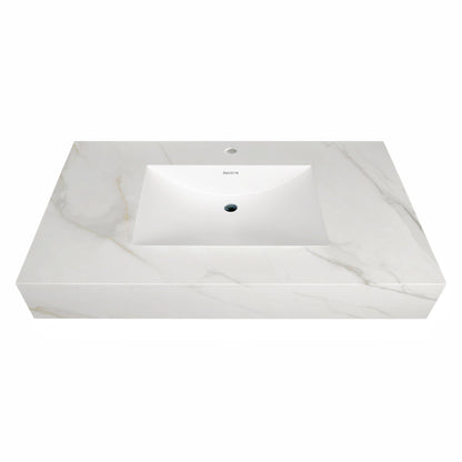 40''/32'' Stone Top with Gray Engineered Wood Floating Bathroom Vanity - Vanity40"x21.5" NeoNova Decor