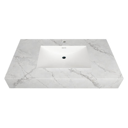 40''/32'' Stone Top with Gray Engineered Wood Floating Bathroom Vanity - Vanity40"x21.5" NeoNova Decor