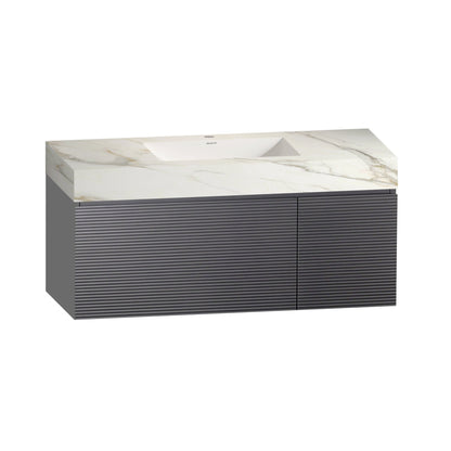 40''/32'' Stone Top with Gray Engineered Wood Floating Bathroom Vanity - Vanity48"x21.5 NeoNova Decor
