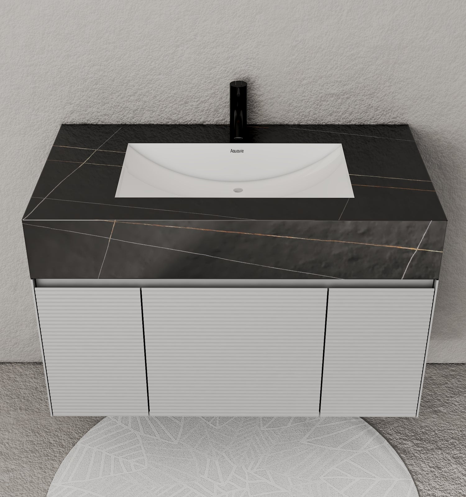 40''/48'' Stone Top with Light Gray Engineered Wood Floating Bathroom Vanity - Vanity40"x22" NeoNova Decor