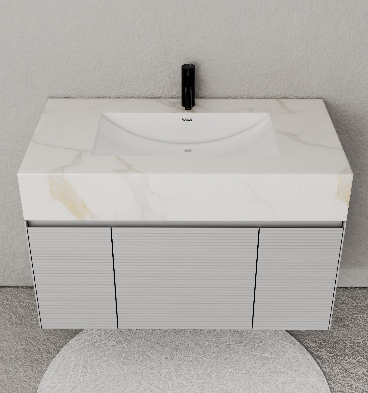 40''/48'' Stone Top with Light Gray Engineered Wood Floating Bathroom Vanity - Vanity40"x22" NeoNova Decor