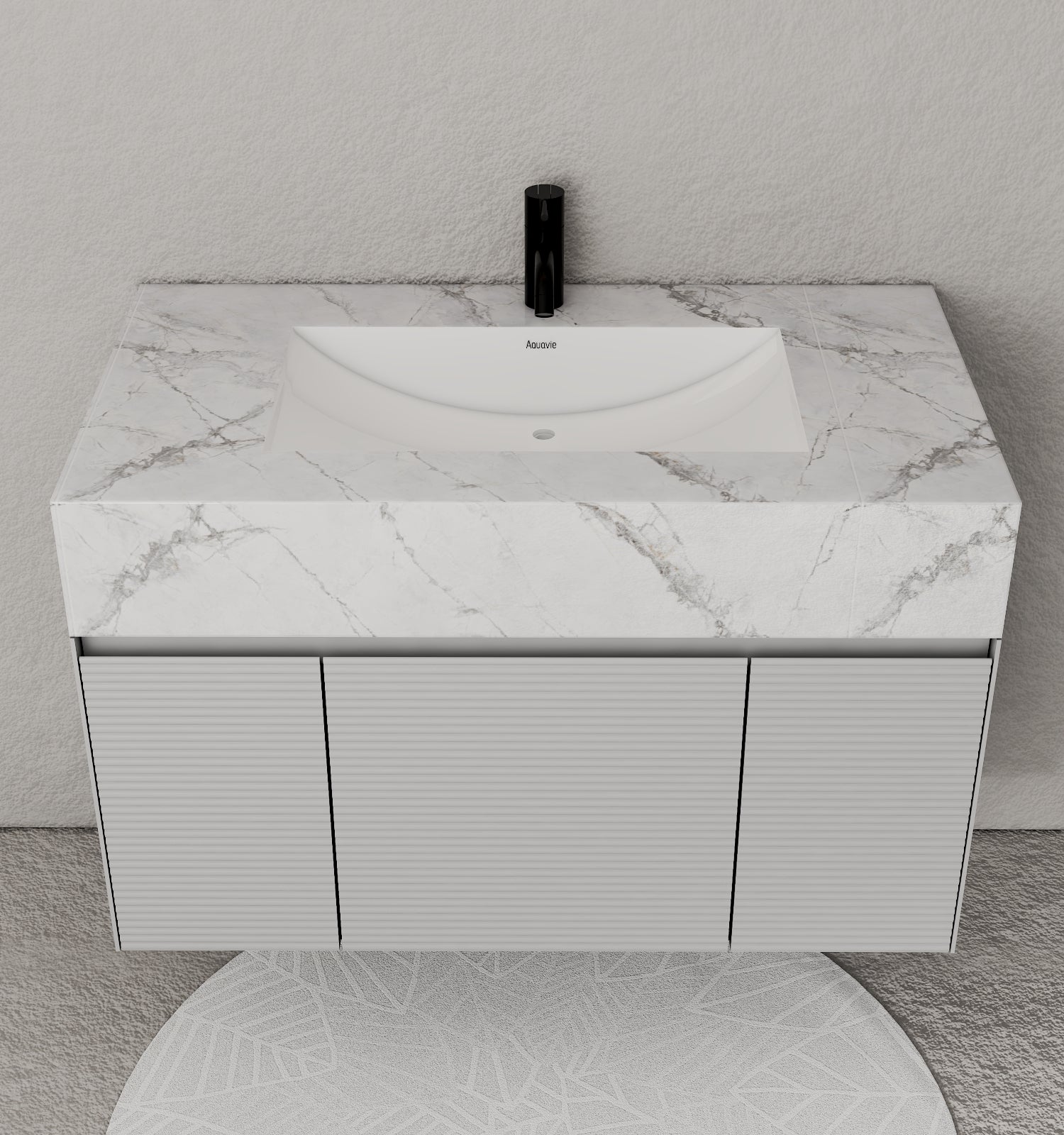 40''/48'' Stone Top with Light Gray Engineered Wood Floating Bathroom Vanity - Vanity40"x22" NeoNova Decor