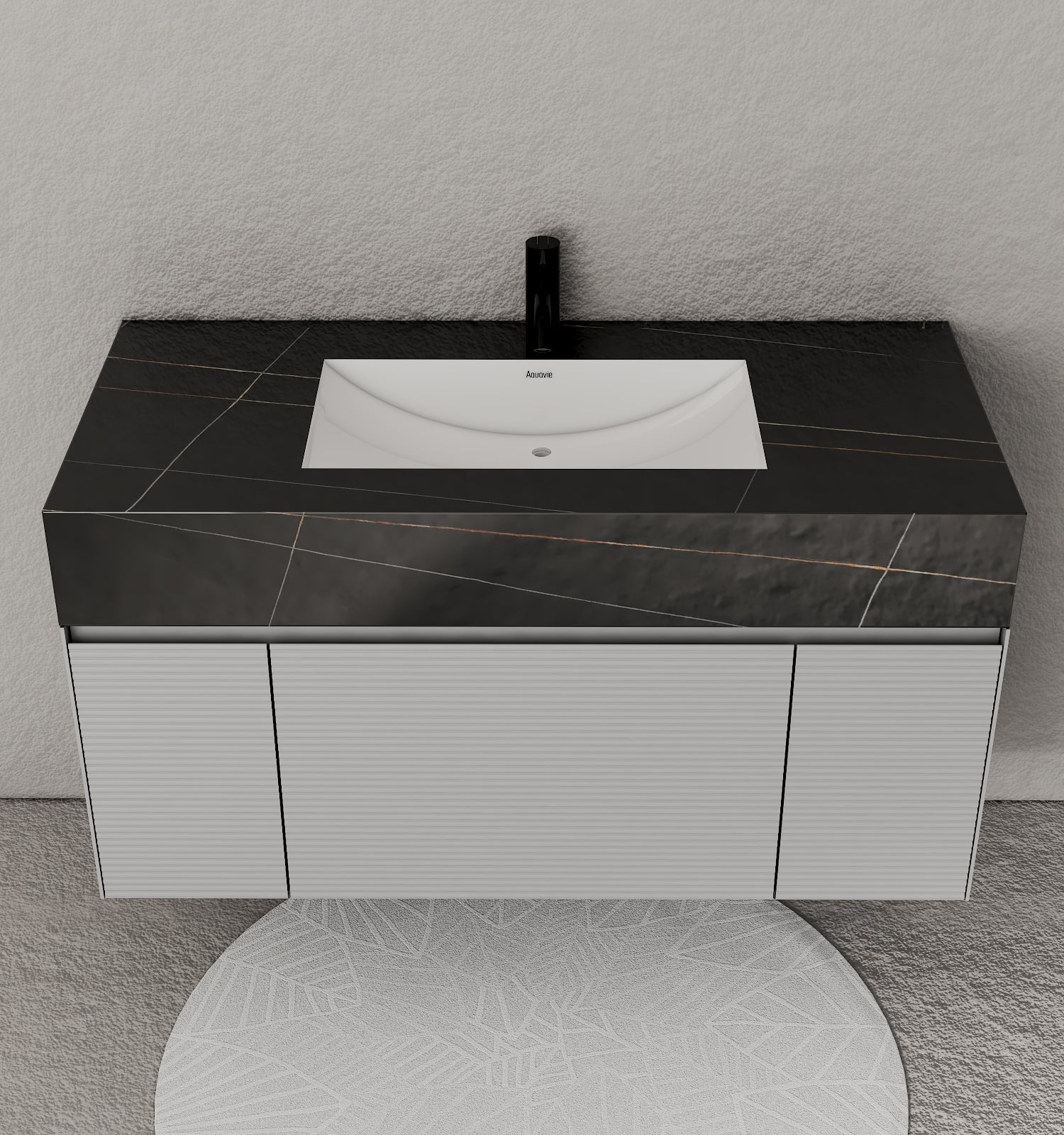 40''/48'' Stone Top with Light Gray Engineered Wood Floating Bathroom Vanity - Vanity48"x22" NeoNova Decor