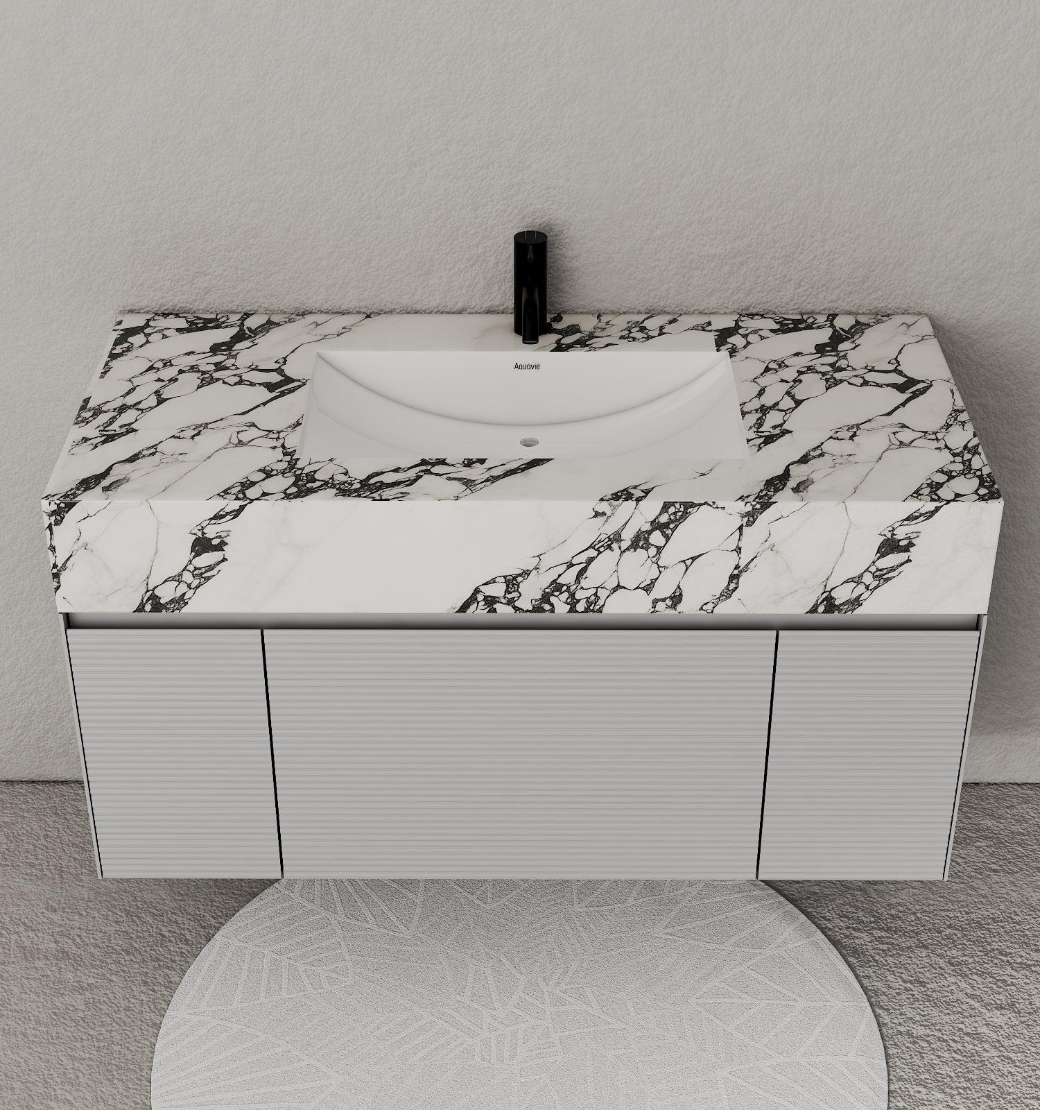 40''/48'' Stone Top with Light Gray Engineered Wood Floating Bathroom Vanity - Vanity48"x22" NeoNova Decor