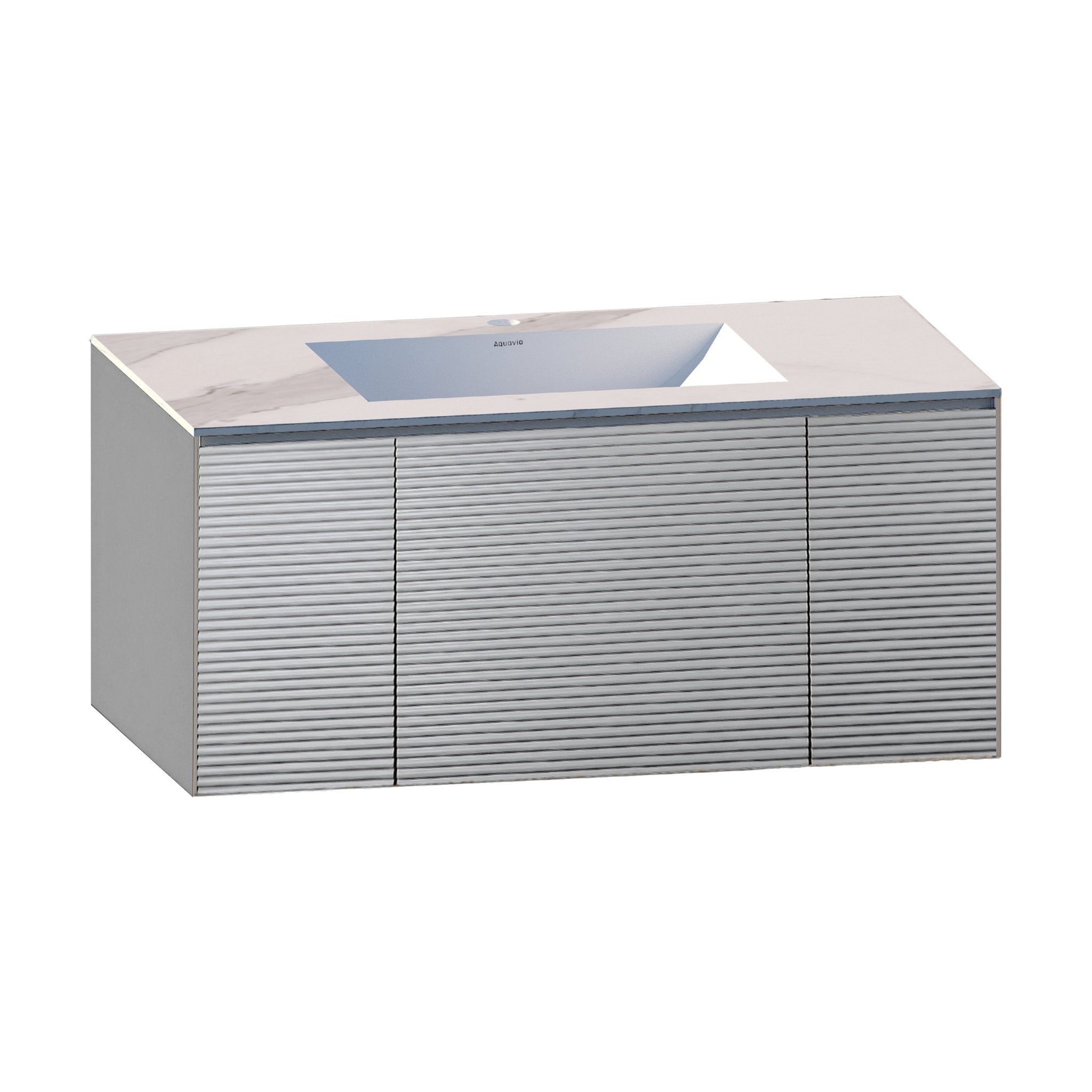 40''/48'' Stone Top with Light Gray Engineered Wood Floating Bathroom Vanity - Vanity48"x22" NeoNova Decor