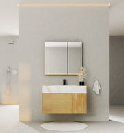 40''/48'' Stone Top with Oak Engineered Wood Floating Bathroom Vanity - Vanity40"x 21.5" NeoNova Decor