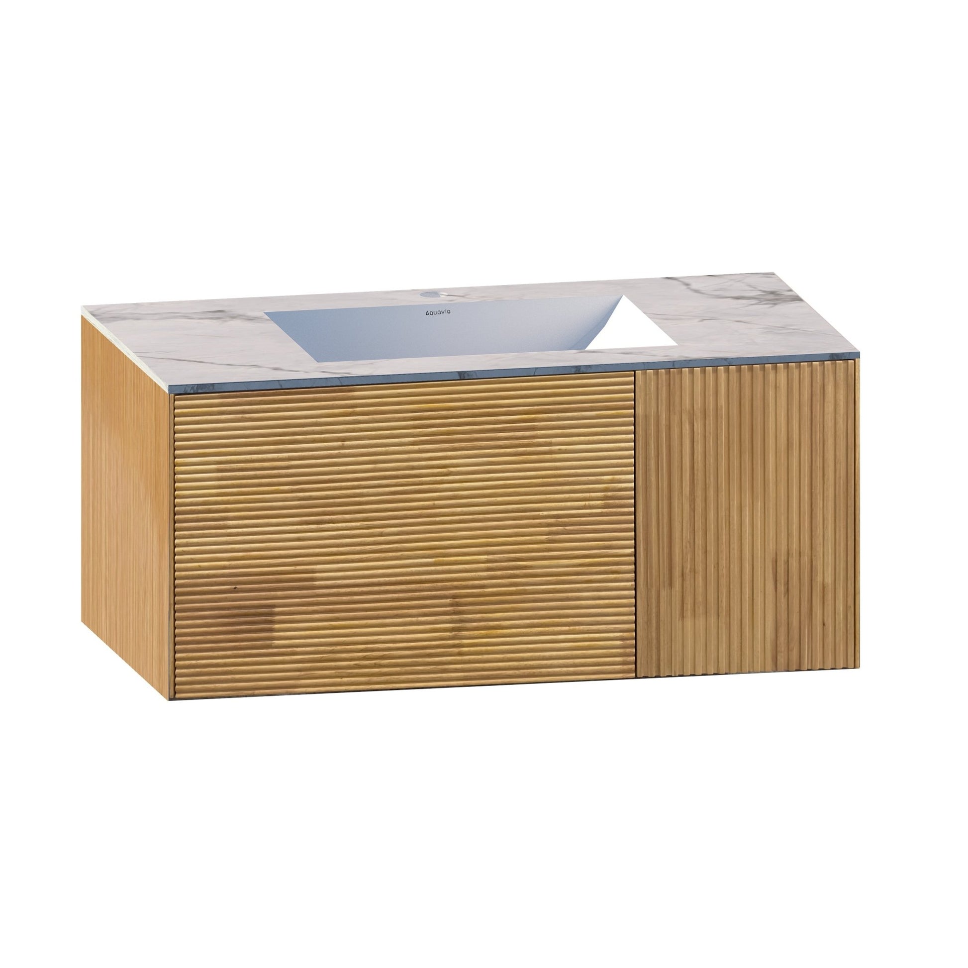 40''/48'' Stone Top with Oak Engineered Wood Floating Bathroom Vanity - Vanity40"x21.5" NeoNova Decor