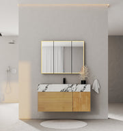 40''/48'' Stone Top with Oak Engineered Wood Floating Bathroom Vanity - Vanity48"x 21.5" NeoNova Decor