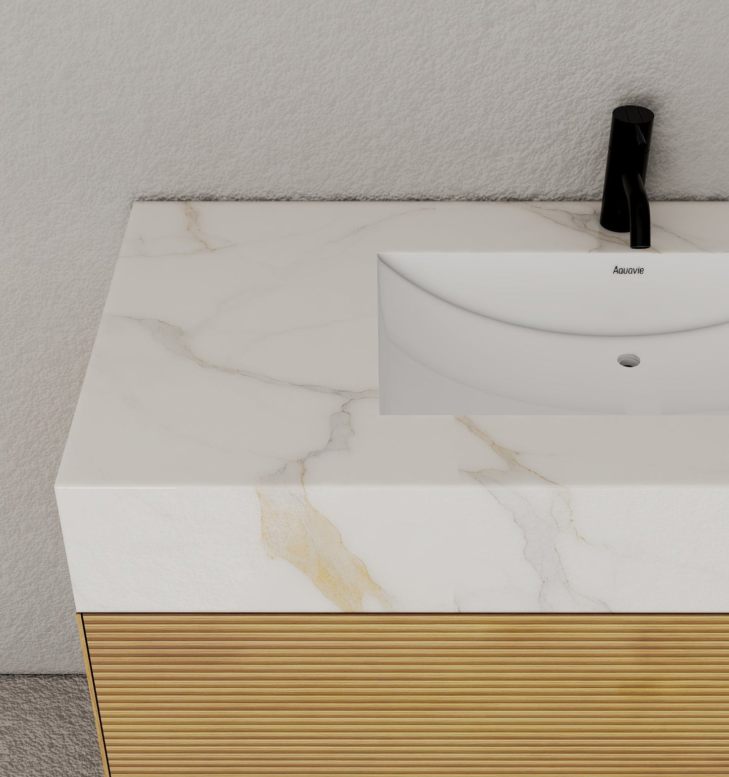40''/48'' Stone Top with Oak Engineered Wood Floating Bathroom Vanity - Vanity48"x 21.5" NeoNova Decor