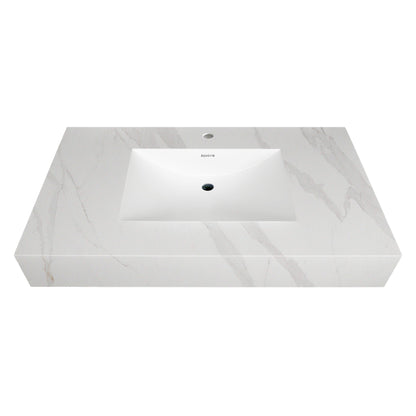 40''/32'' Stone Top with Gray Engineered Wood Floating Bathroom Vanity