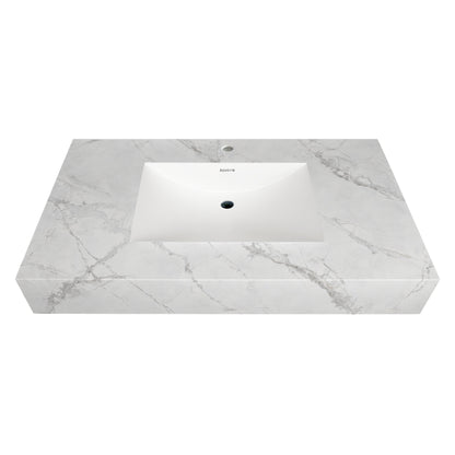 40''/32'' Stone Top with Gray Engineered Wood Floating Bathroom Vanity