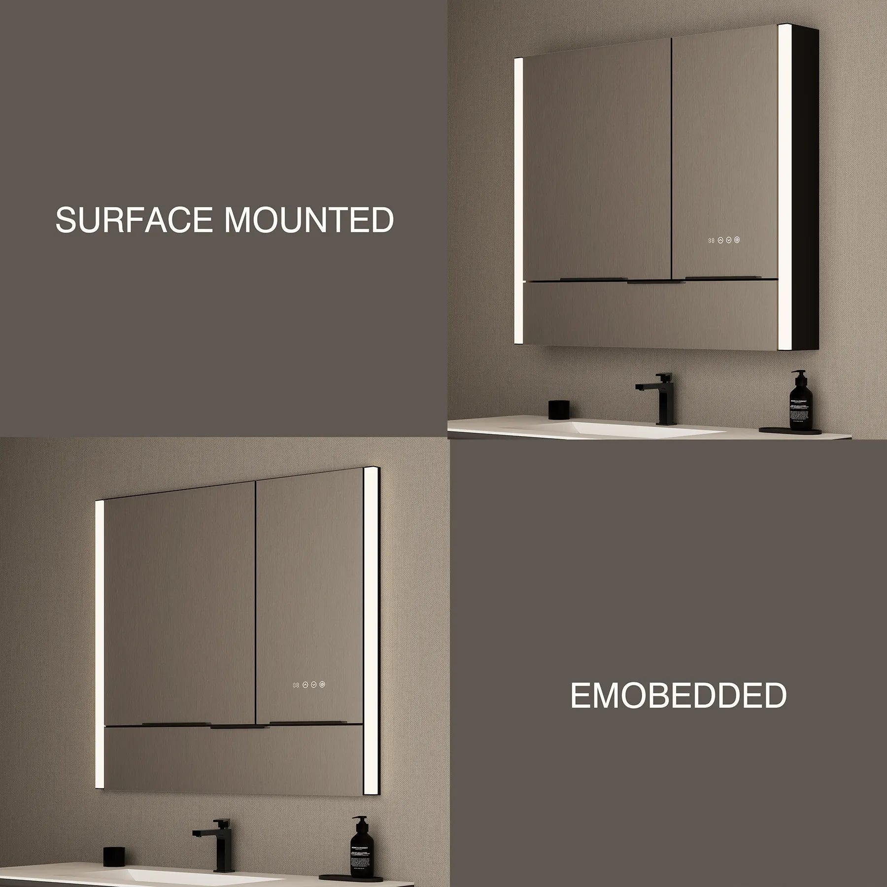 41" x 36" LED Medicine Cabinet with Anti - Fog Mirror, CRI 90 & Built - in Fridge - Medicine Cabinet41"x36"