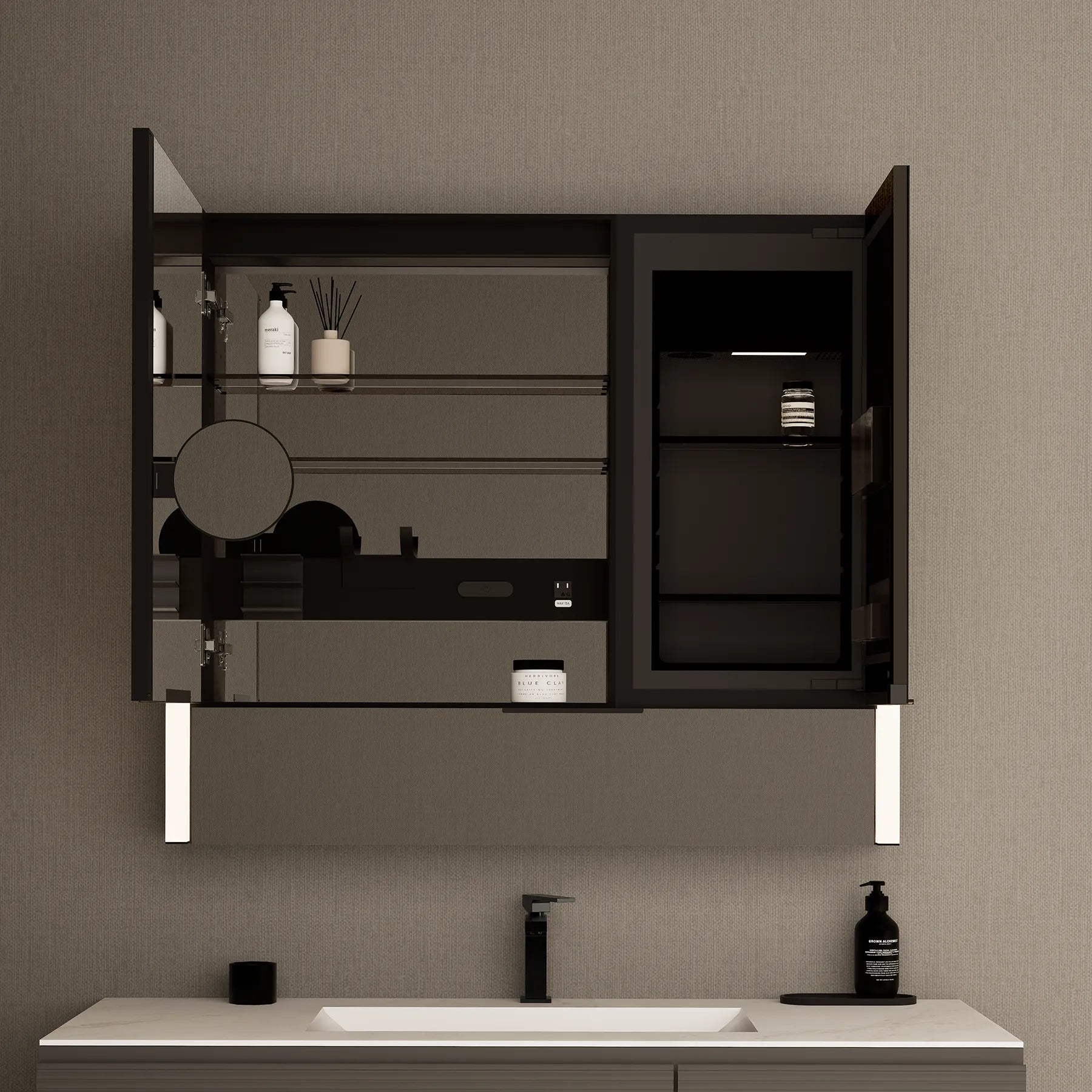 41" x 36" LED Medicine Cabinet with Anti - Fog Mirror, CRI 90 & Built - in Fridge - Medicine Cabinet41"x36"