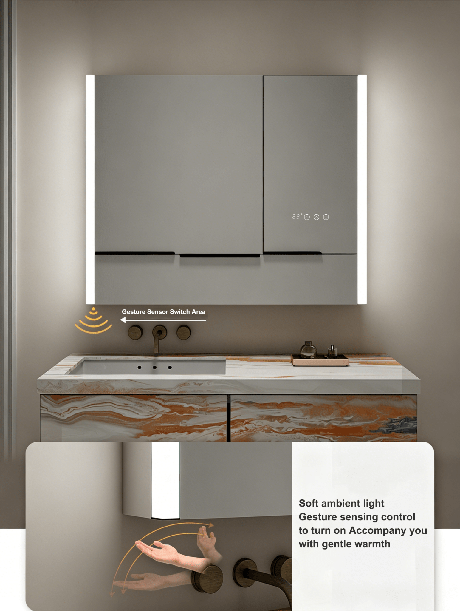 41" x 36" LED Medicine Cabinet with Anti - Fog Mirror, CRI 90 & Built - in Fridge - Medicine Cabinet41"x36"