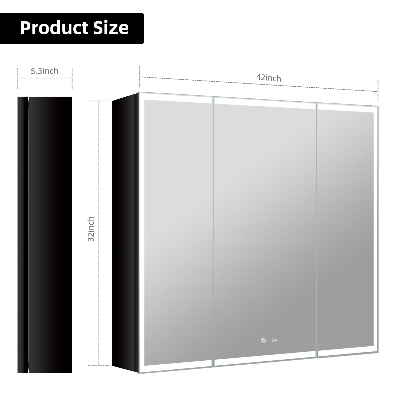 42"x32" Dimmable LED Medicine Cabinet – Solid Light Strip, 3 Doors, Anti - Fog, Recessed or Surface Mount - Medicine Cabinet NeoNova Decor