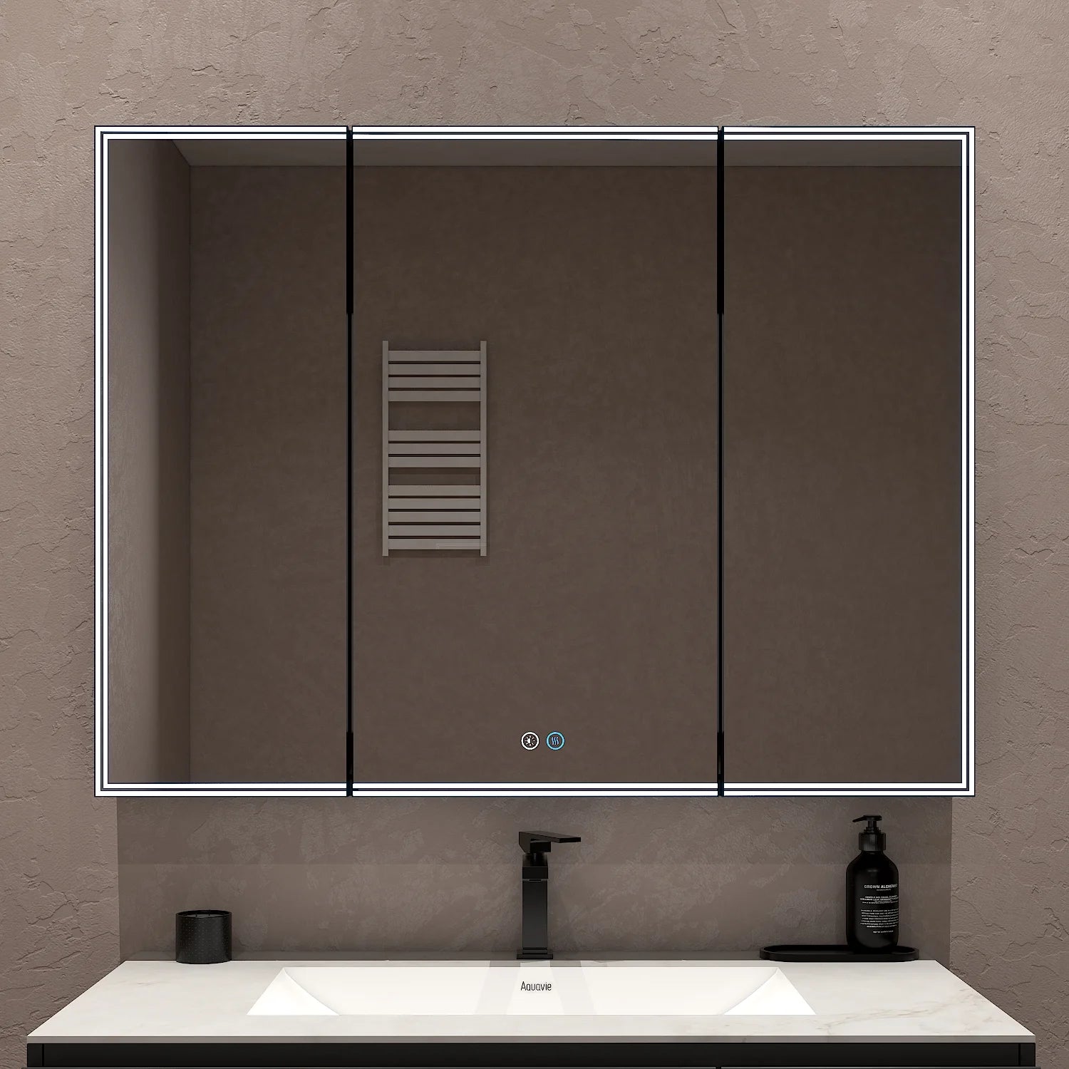 42"x32" LED Medicine Cabinet with Mirror – 3 Doors, Memory Function, Wall Recessed or Surface Mount - Medicine Cabinet NeoNova Decor
