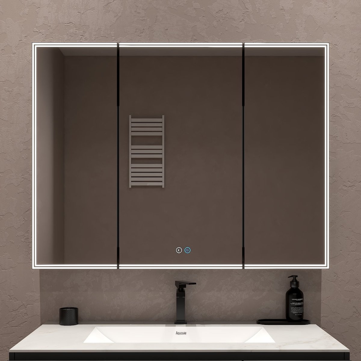 42"x32" LED Medicine Cabinet with Mirror – 3 Doors, Memory Function, Wall Recessed or Surface Mount - Medicine Cabinet NeoNova Decor