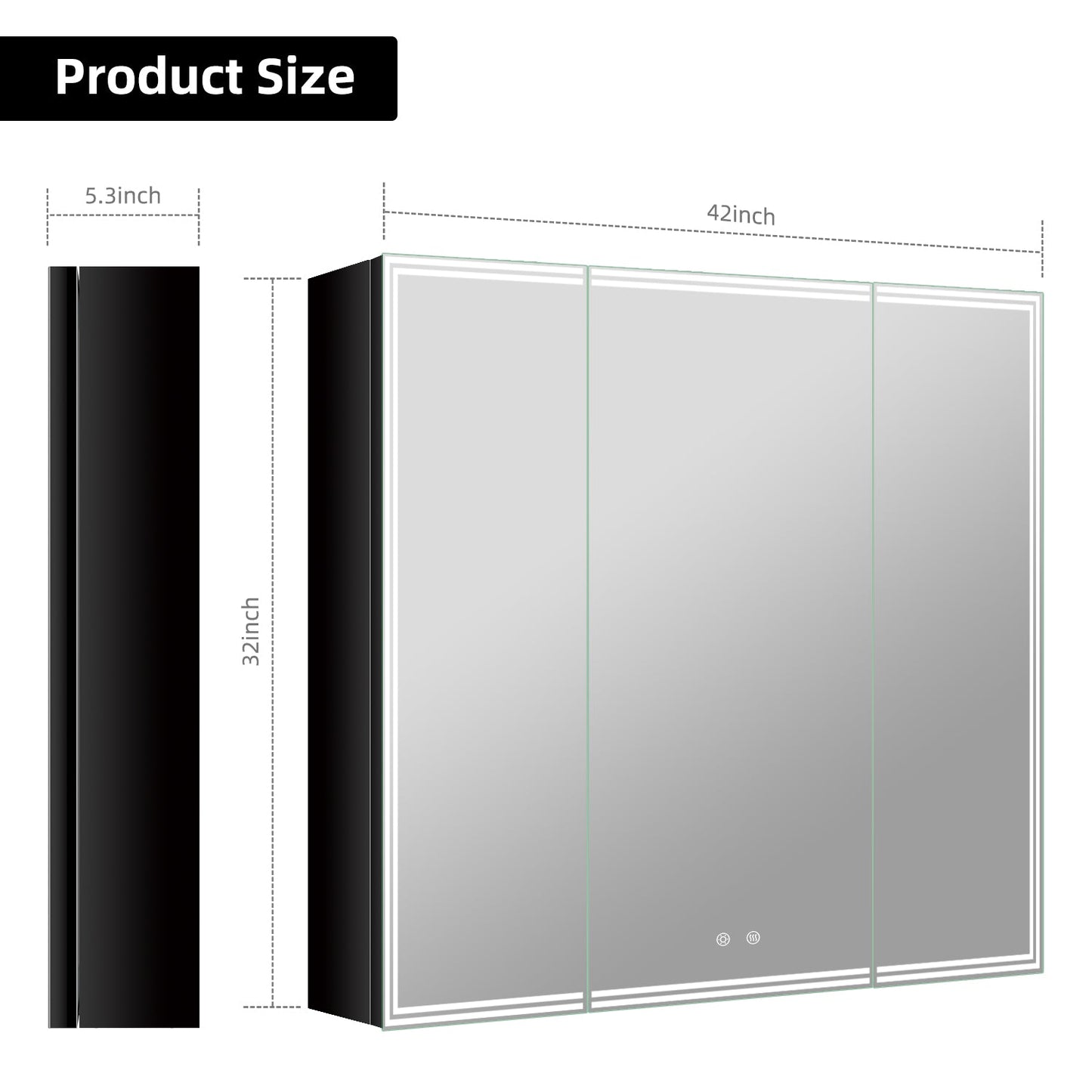 42"x32" LED Medicine Cabinet with Mirror – 3 Doors, Memory Function, Wall Recessed or Surface Mount - Medicine Cabinet NeoNova Decor