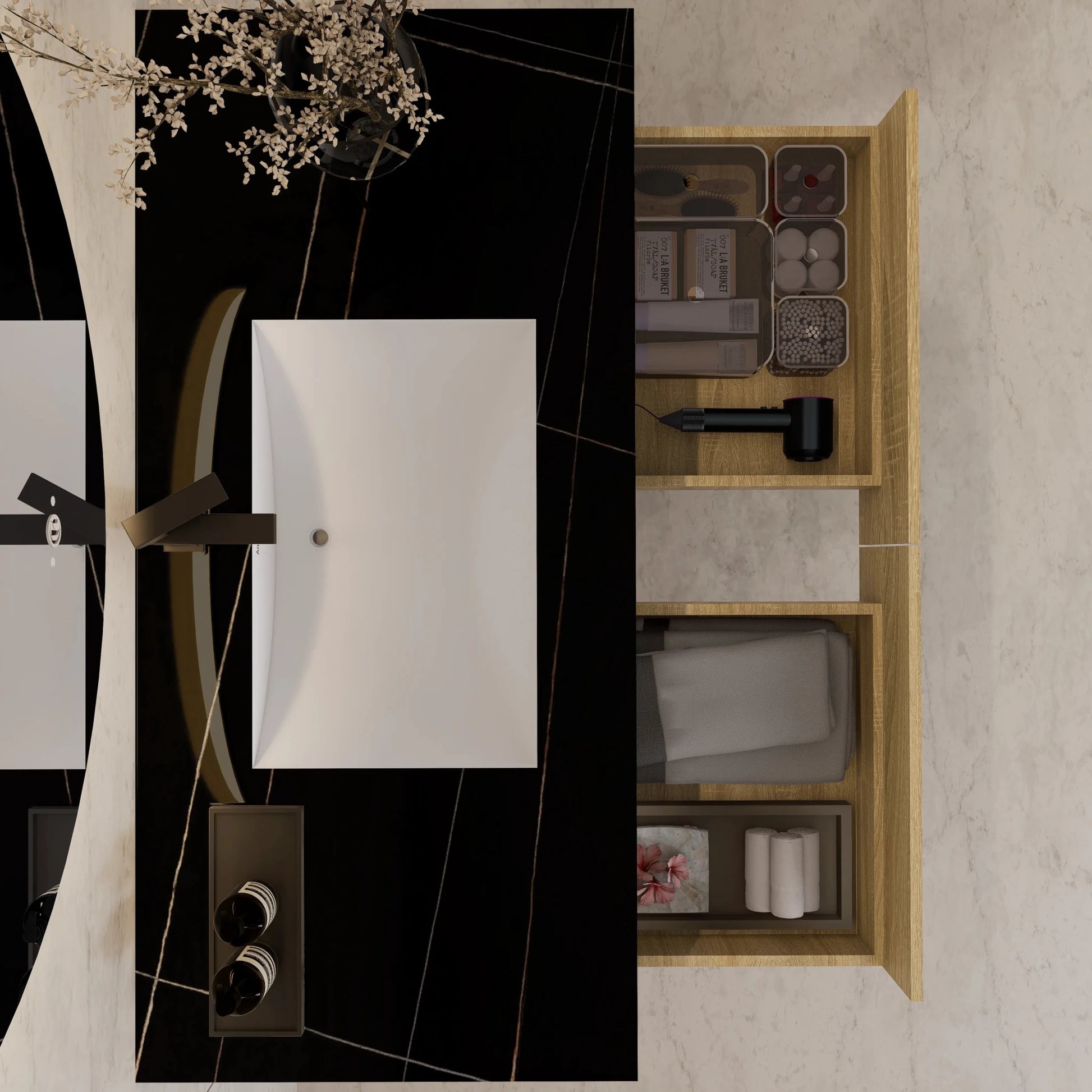 48"/ 60" Light Oak Open Shelf Floating Bathroom Vanity - Vanity48"
