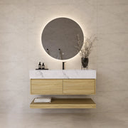 48"/ 60" Light Oak Open Shelf Floating Bathroom Vanity - Vanity48"
