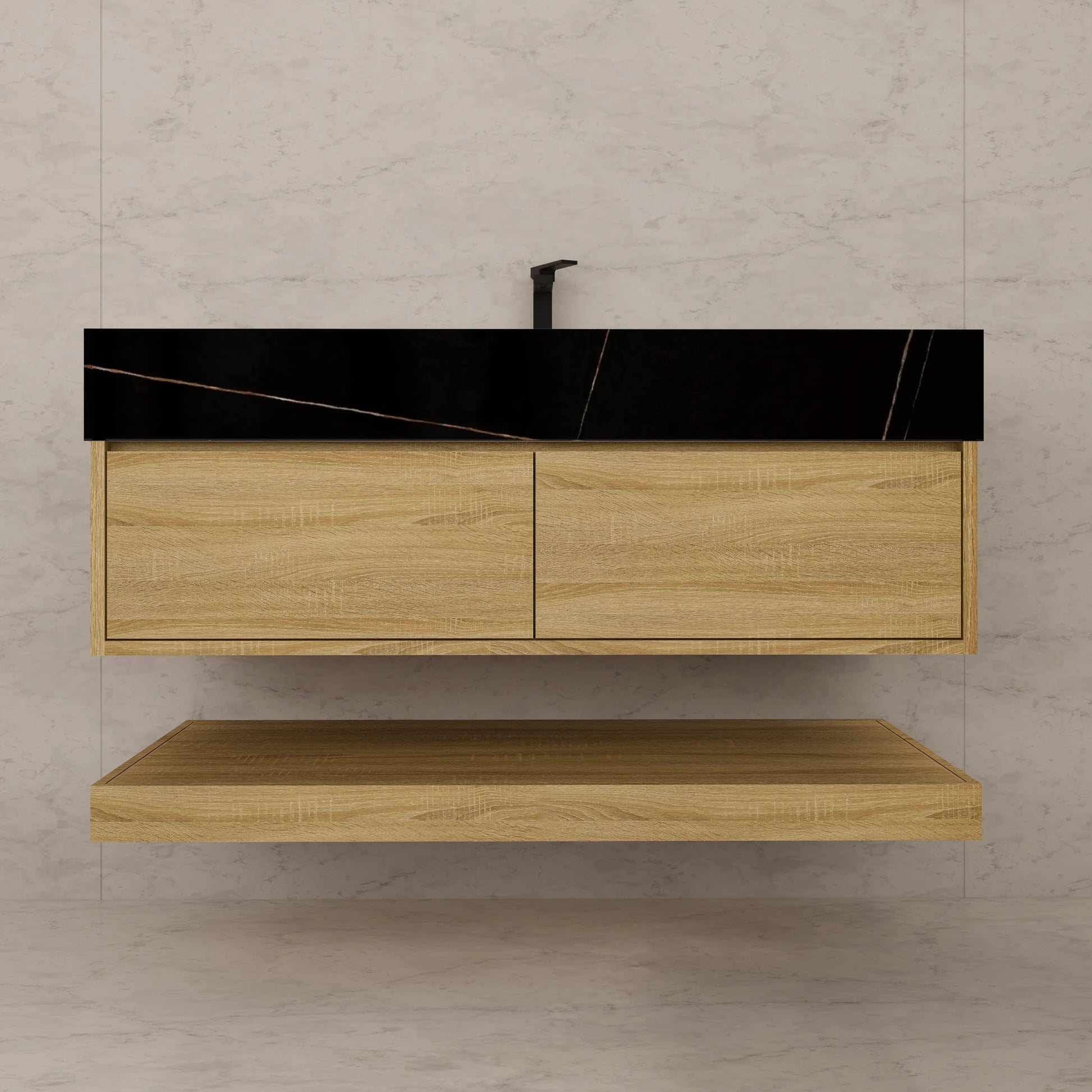 48"/ 60" Light Oak Open Shelf Floating Bathroom Vanity - Vanity48"