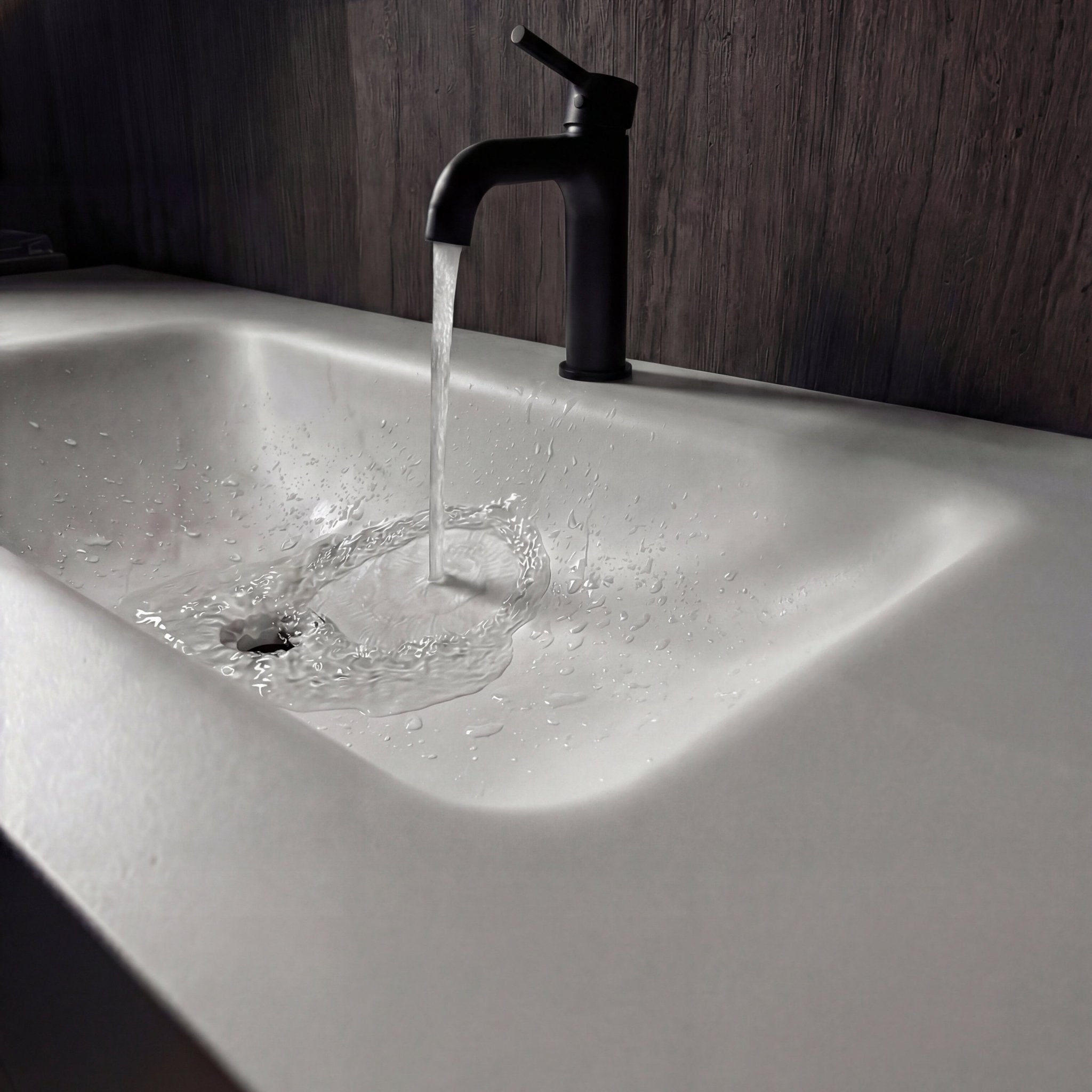 48"/ 60" Wall Mount Bathroom Vanity - Stone Integrated Basin & Plywood Cabinet - VanitySmoked Oak