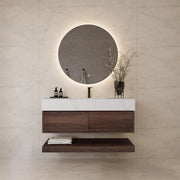 48"/ 60" Walnut Open Shelf Floating Bathroom Vanity - Vanity48"