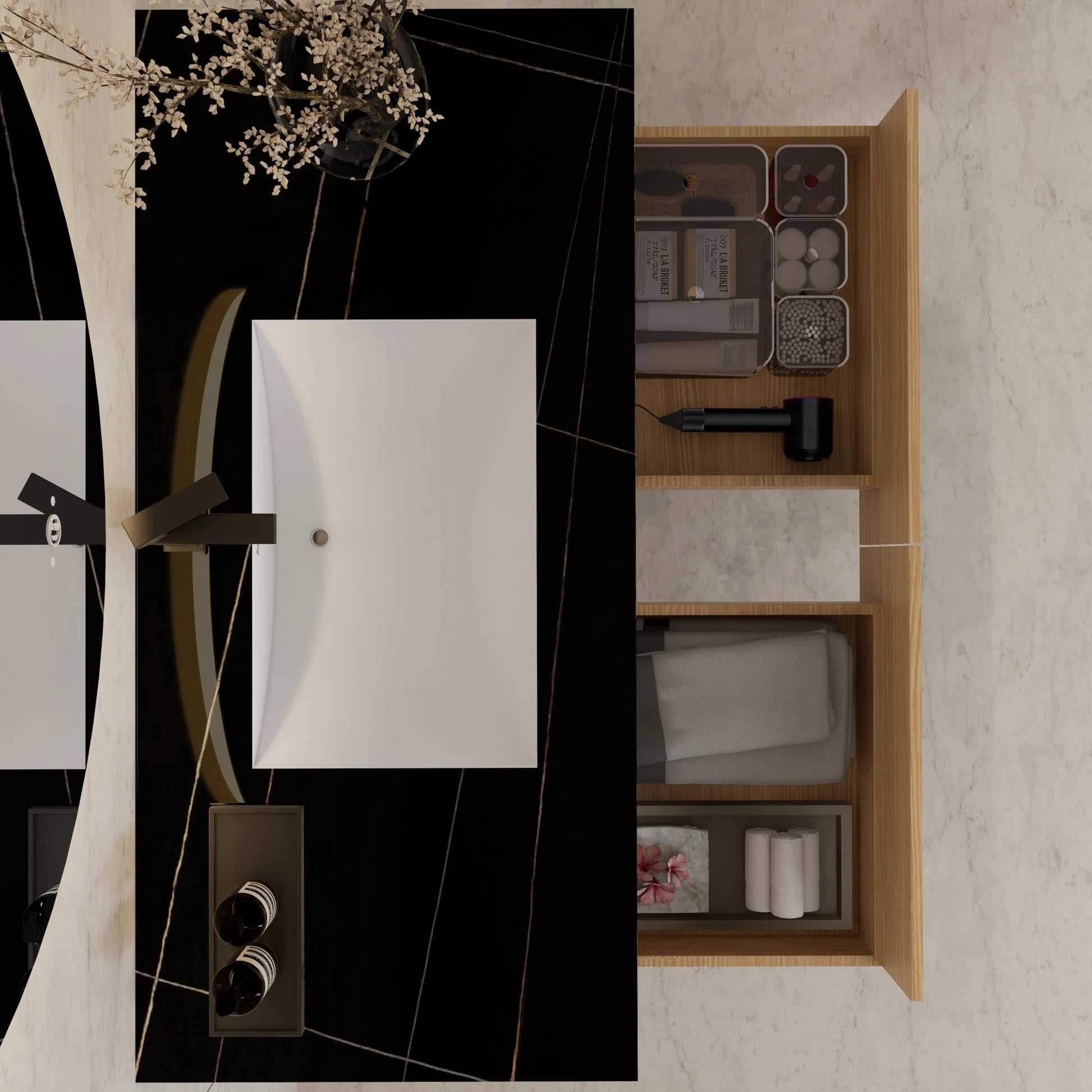 48"/ 60" Warm Oak Open Shelf Floating Bathroom Vanity - Vanity48"