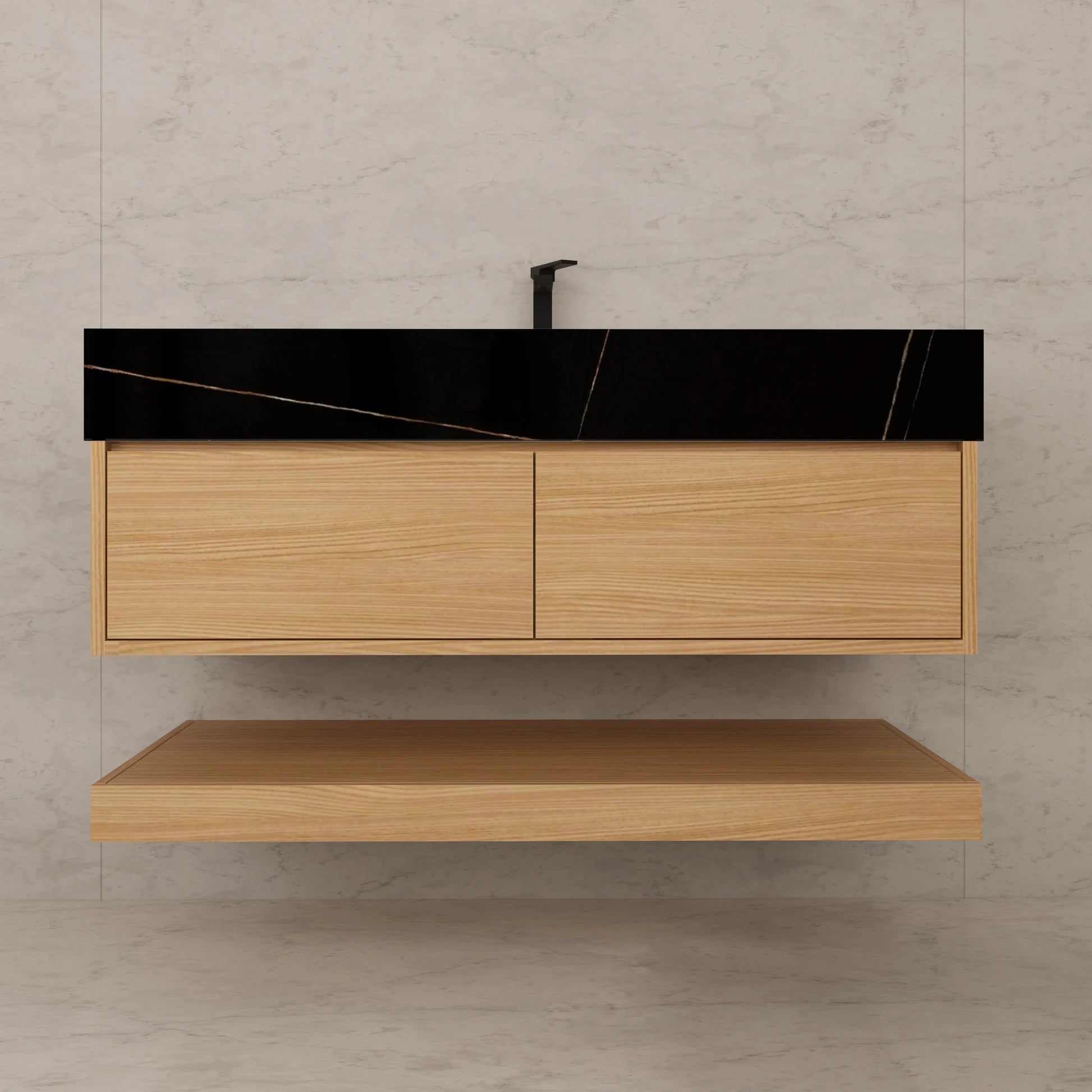 48"/ 60" Warm Oak Open Shelf Floating Bathroom Vanity - Vanity48"