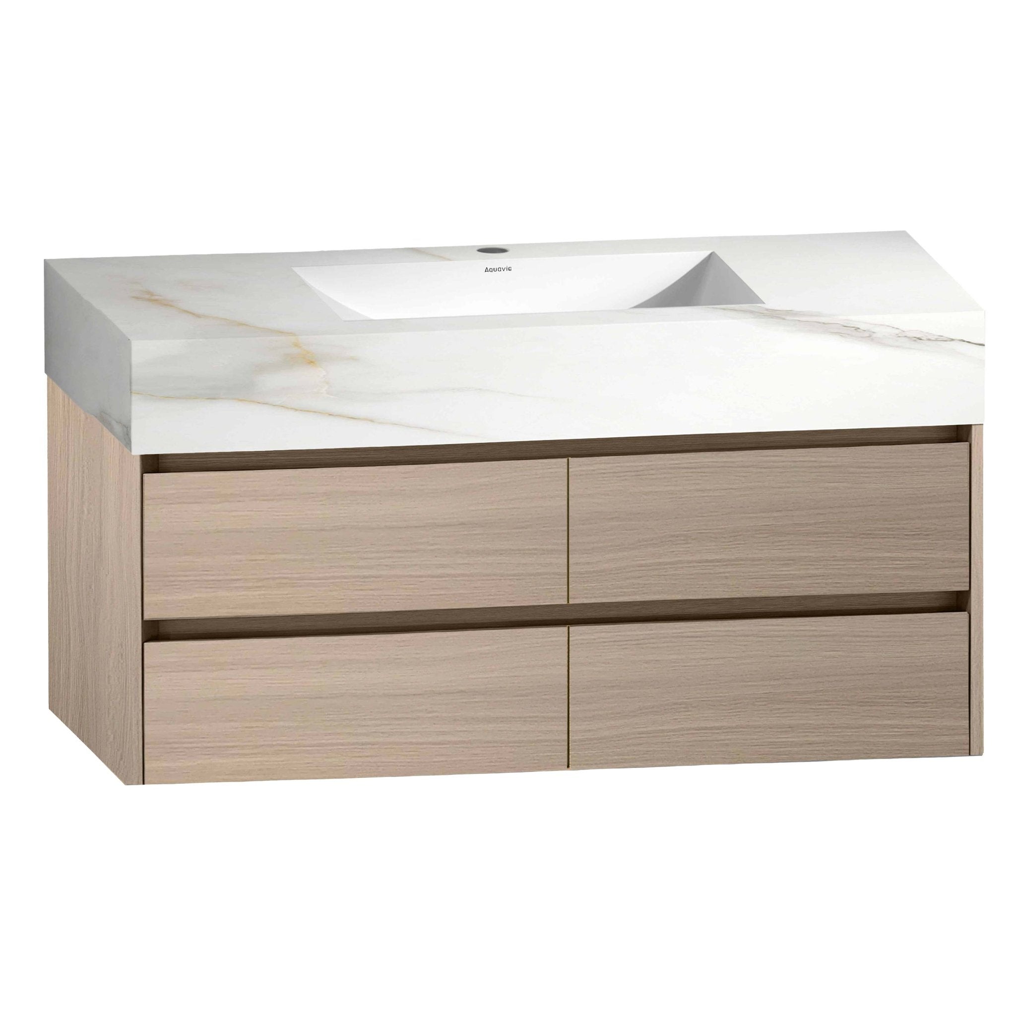 48 Inch Sintered Stone Top With Double Drawer Floating Bathroom Vanity - VanityAGHTQ NeoNova Decor