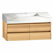 48 Inch Sintered Stone Top With Double Drawer Floating Bathroom Vanity - VanityHHT NeoNova Decor