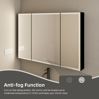 48'' LED Mirror Cabinet with Anti - Fog, Dimmable & Outlet – Blum Hinge，Recessed/Surface Mount - Medicine Cabinet NeoNova Decor