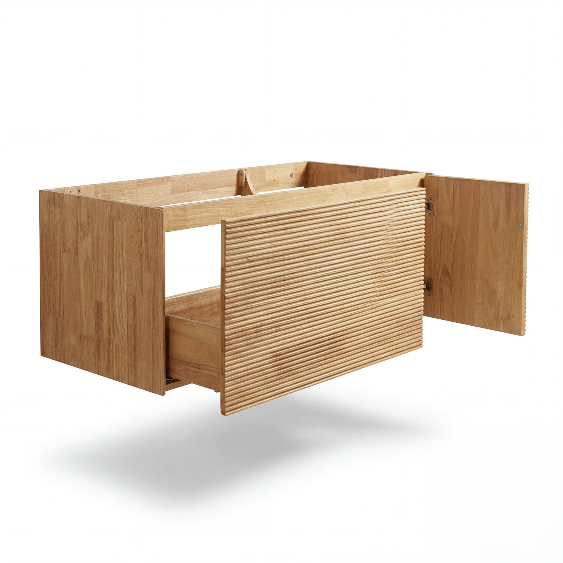 48" Oak Engineered Wood Floating Bathroom Vanity - Vanity48"