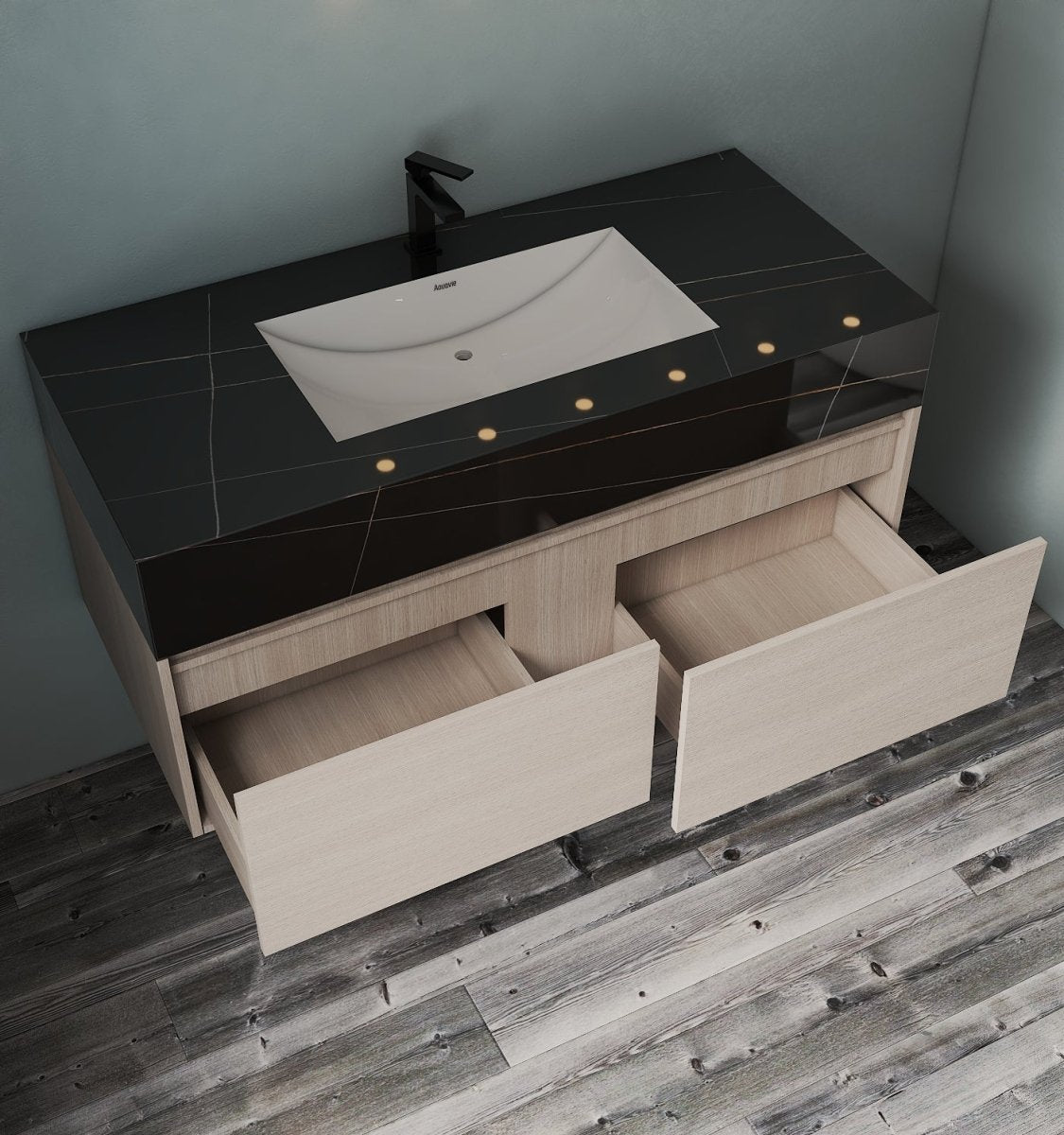 48'' Sintered Stone Top with Double Drawer Floating Bathroom Vanity - Vanity48" NeoNova Decor