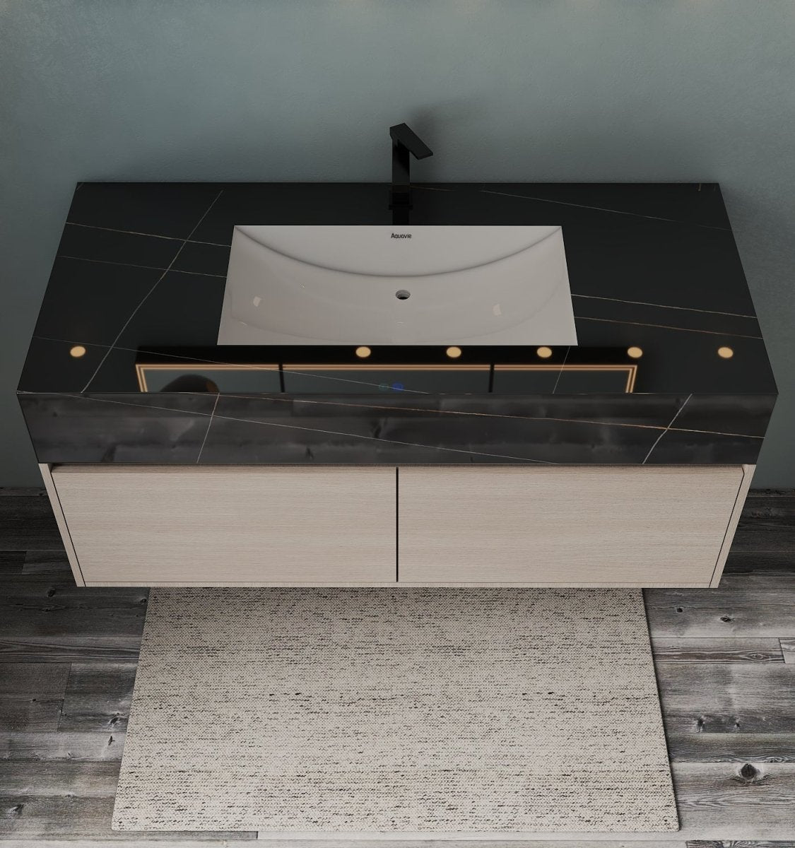 48'' Sintered Stone Top with Double Drawer Floating Bathroom Vanity - Vanity48" NeoNova Decor