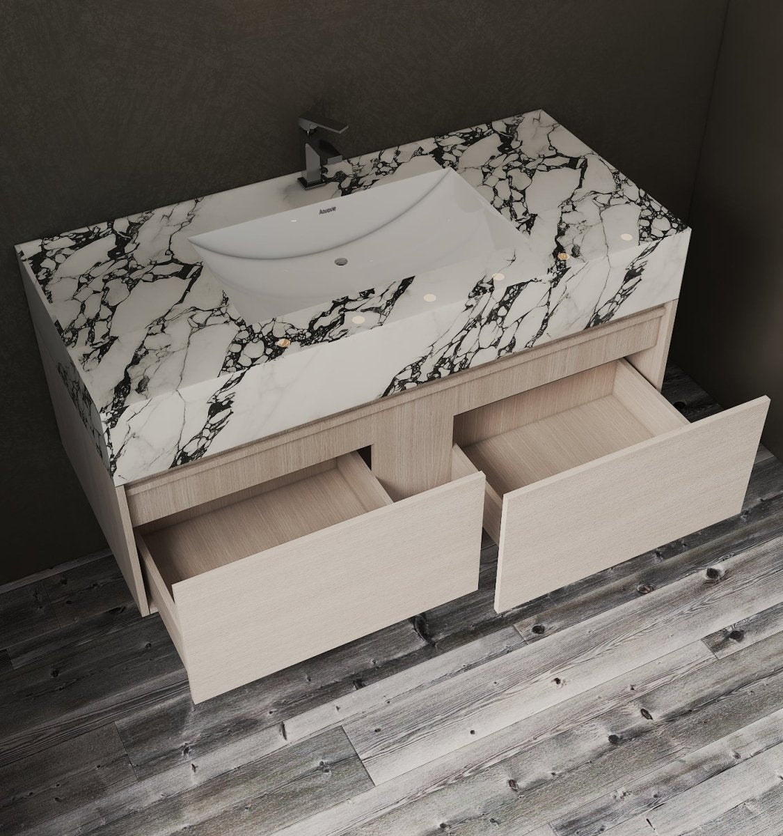 48'' Sintered Stone Top with Double Drawer Floating Bathroom Vanity - Vanity48" NeoNova Decor