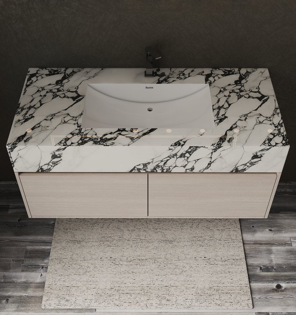 48'' Sintered Stone Top with Double Drawer Floating Bathroom Vanity - Vanity48" NeoNova Decor