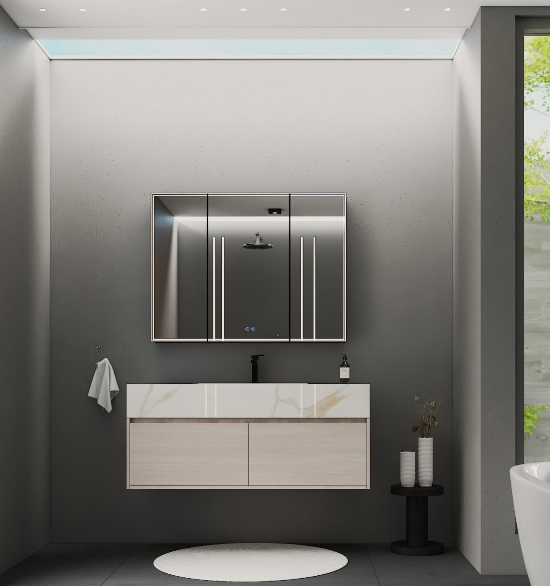 48'' Sintered Stone Top with Double Drawer Floating Bathroom Vanity - Vanity48" NeoNova Decor