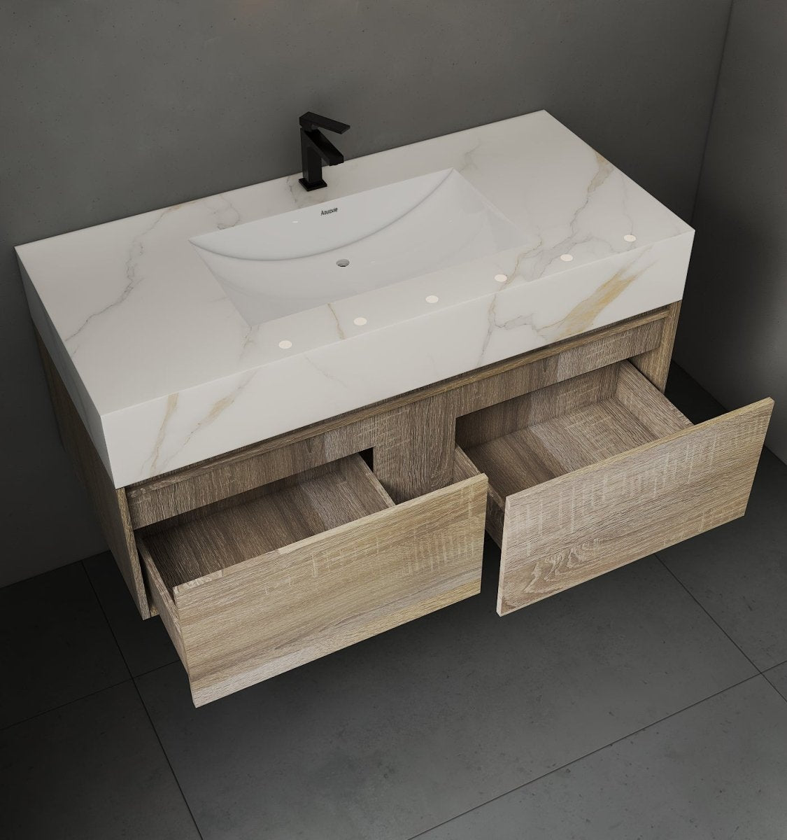48'' Sintered Stone Top with Double Drawer Floating Bathroom Vanity - Vanity48" NeoNova Decor
