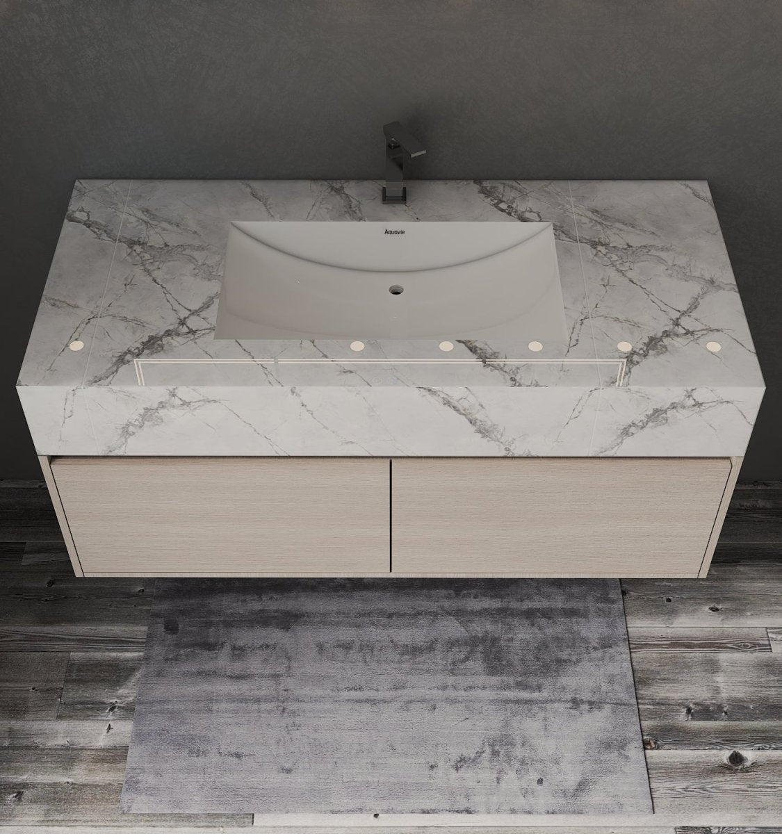 48'' Sintered Stone Top with Double Drawer Floating Bathroom Vanity - Vanity48" NeoNova Decor