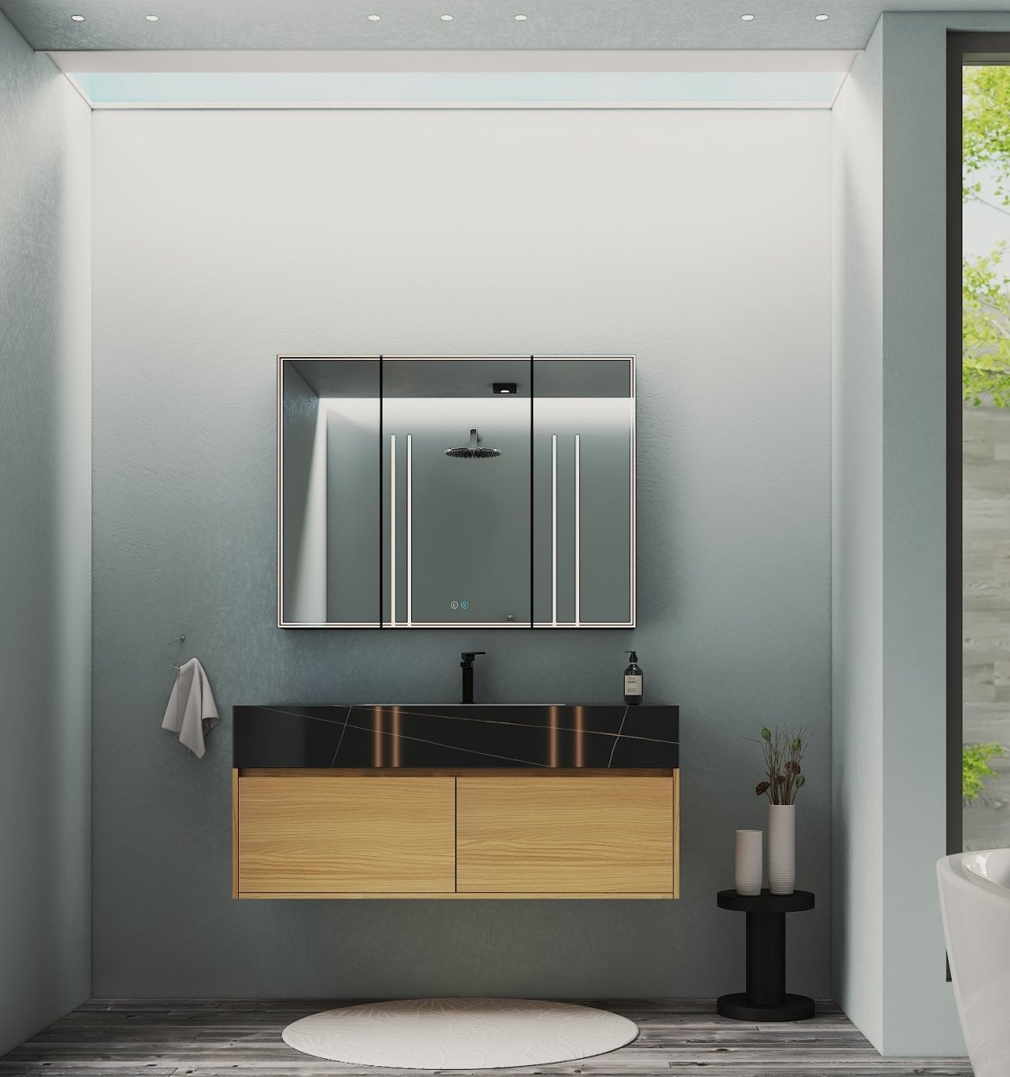 48'' Sintered Stone Top with Double Drawer Floating Bathroom Vanity - Vanity48" NeoNova Decor