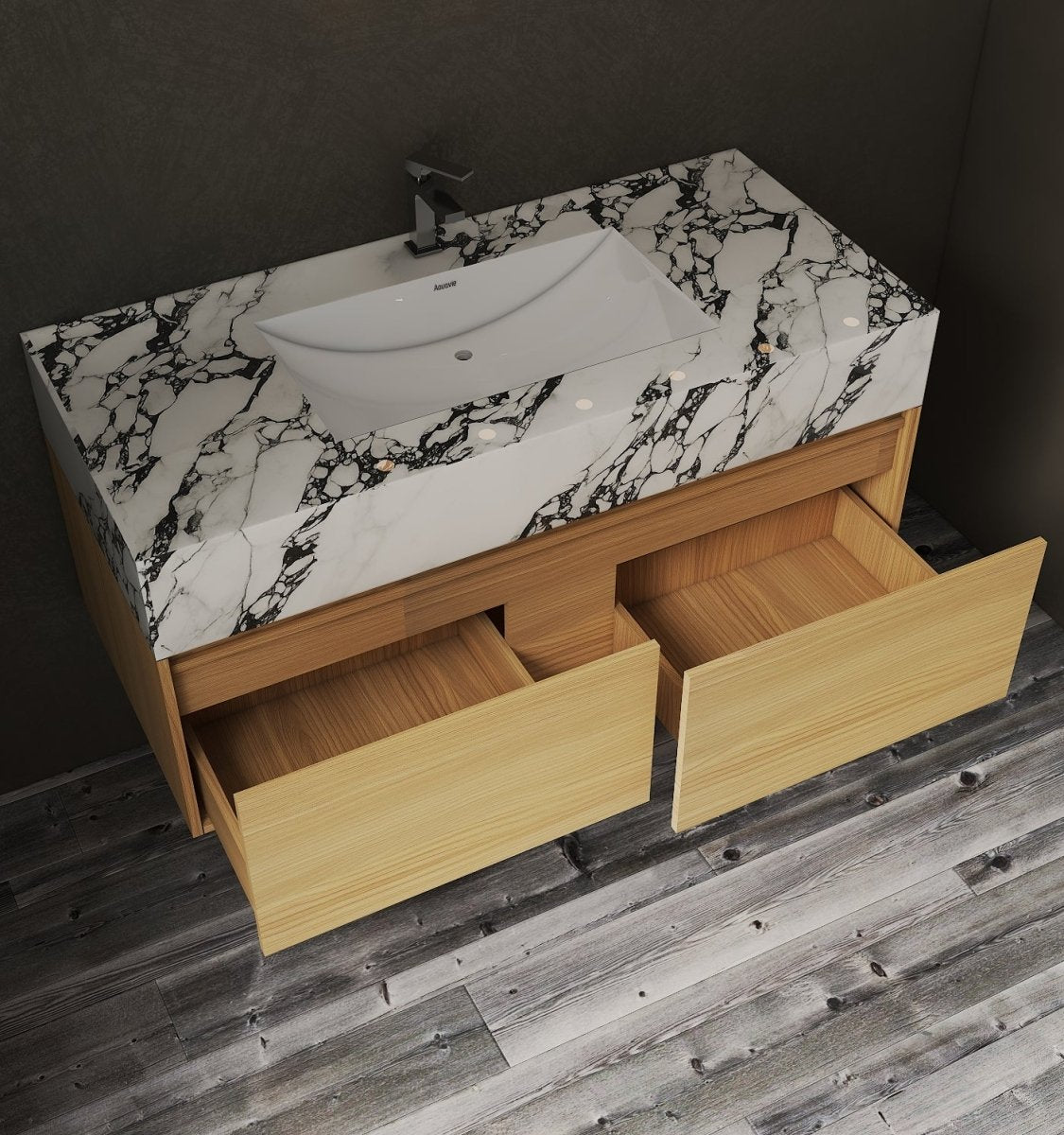 48'' Sintered Stone Top with Double Drawer Floating Bathroom Vanity - Vanity48" NeoNova Decor